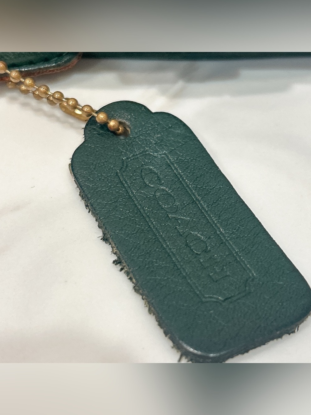 Vintage Coach Leather Belt Dark Green Size Large Waist 28-32 With Green Hangtag - Picture 5 of 9